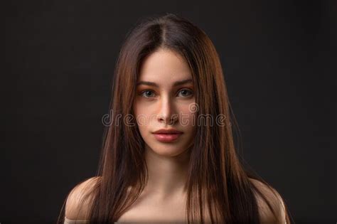 Fashion Photo Of Beauty Brunette Woman On Dark Background Stock Image