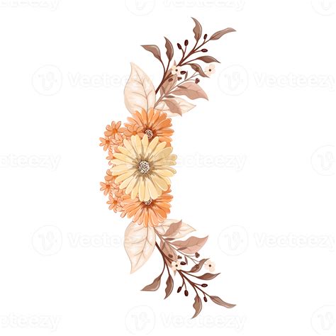Orange Flower Arrangement With Watercolor Style 15737843 Png