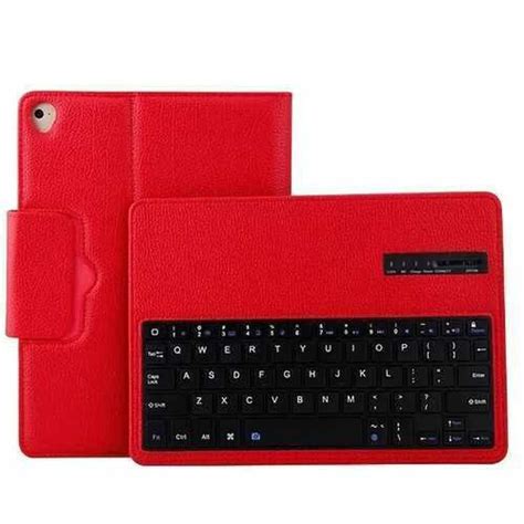 A Red Tablet Case With A Keyboard On The Front And An Ipad In The Back