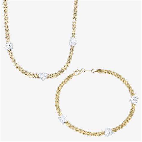 9ct Gold And Silver Bonded Rope And Heart Necklace And Bracelet At Warren