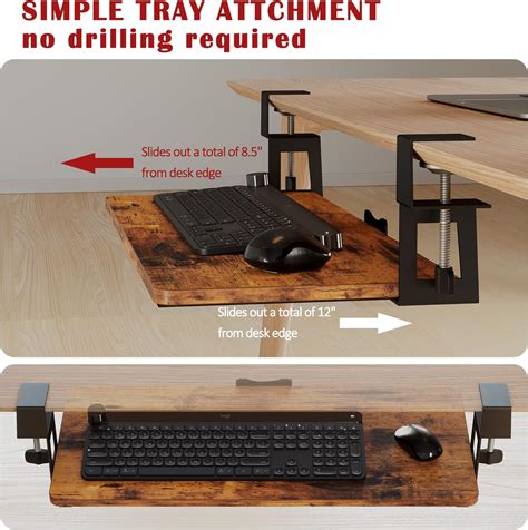 Buy Large Keyboard Tray Under Desk Pull Out With Extra Sturdy C Clamp
