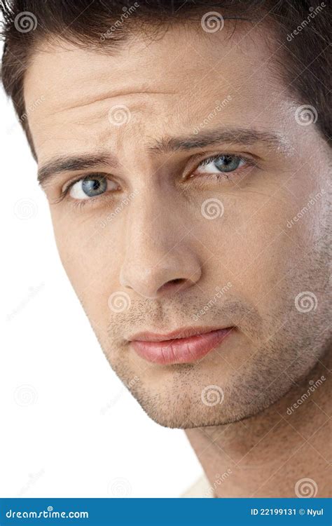 Portrait Of Frowning Guy Stock Image Image Of Solution 22199131