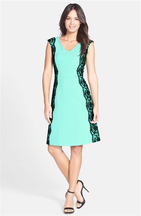 Chetta B Lace Trim Crepe Fit And Flare Dress Nordstrom