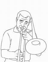 Trombone Coloring Musical Getdrawings Instruments Getcolorings Template Trombonist sketch template