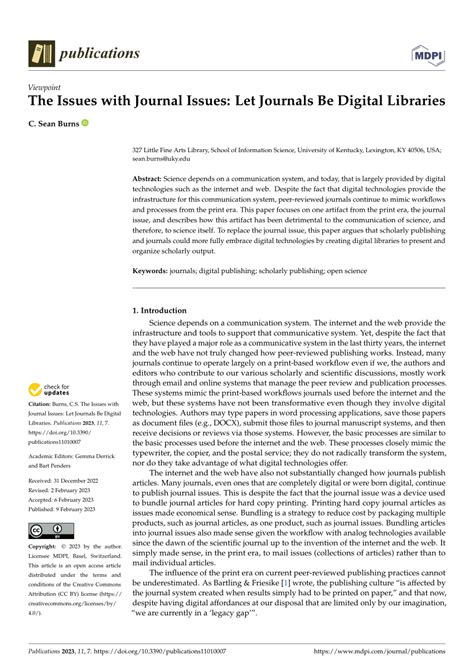 Pdf The Issues With Journal Issues Let Journals Be Digital Libraries