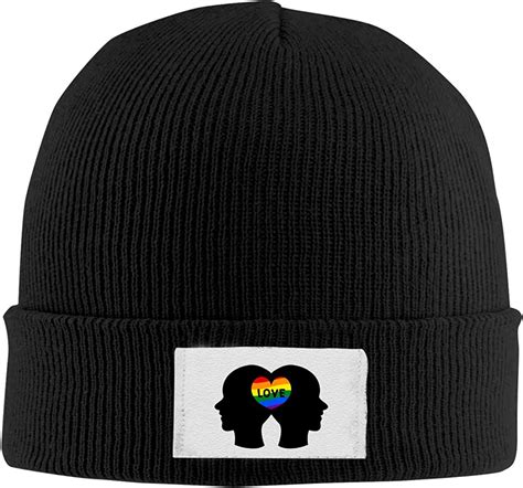 lgbt lesbian love unisex adults beanie cap winter outdoor warm knitted hat black