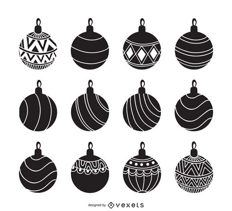 Christmas Ornament Silhouette Set Vector Download