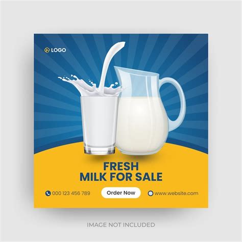 Premium Vector Fresh Product Social Media Post Banner Or Milk Sale