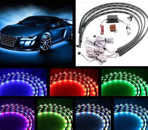 7 Colors Led Strip Under Car Tube Underglow Underbody System Neon