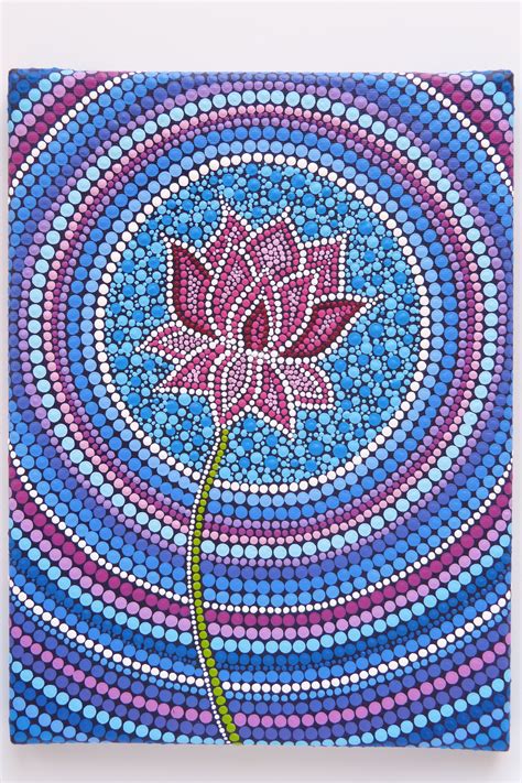 Lotus Flower Painted By Melinda Tamas Dot Painting Acrylic Paint On