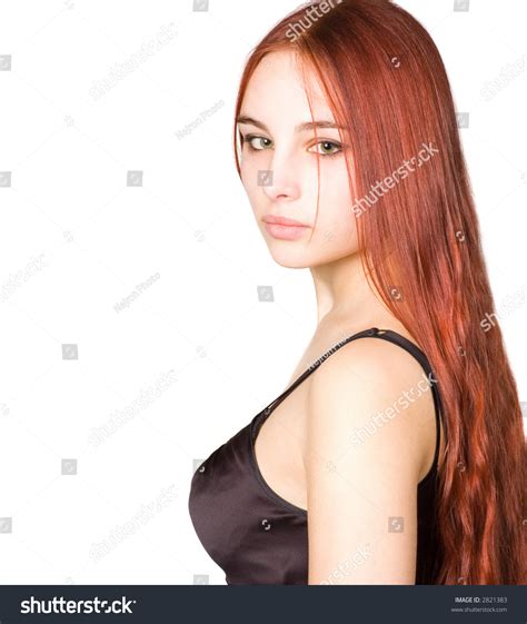 Beautiful Young Girl Red Hair Green Stock Photo Edit Now 2821383