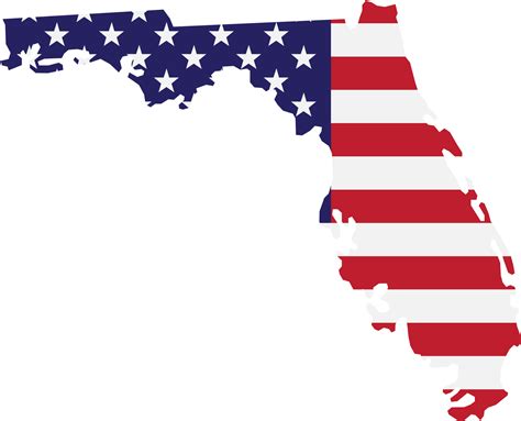 Outline Drawing Of Florida State Map On Usa Flag 17178706 Png