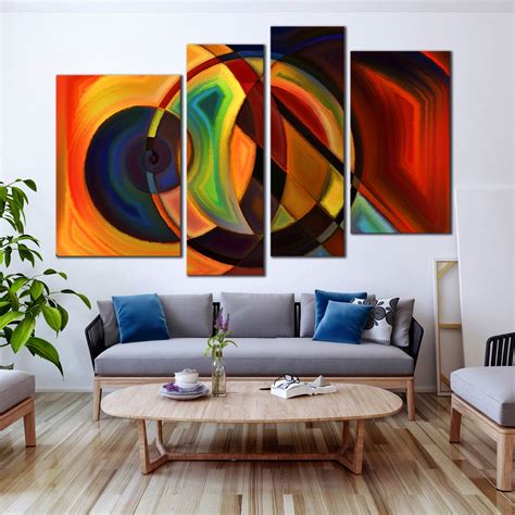 Panoramic Abstract Art Composition Canvas Prints, Wall Art Colorful 1 ...