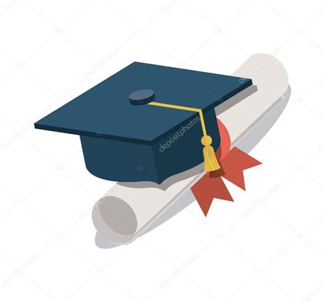 Diploma With Graduation Hat Isolated Icon Stock Vector Image By
