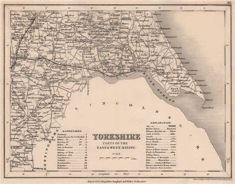 Yorkshire South East County Map Showing Wapentakes By Dugdalearcher 1845