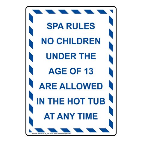 Vertical Sign Policies Regulations Spa Rules No Children Under