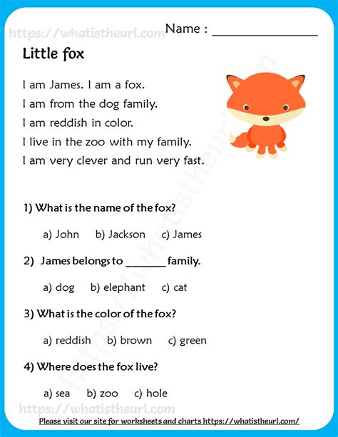 Free Printable English Comprehension Worksheets For Grade Grade 2