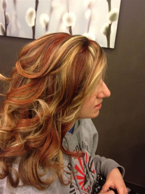 red and blonde highlights this is super pretty blonde with red highlights hair blonde hair