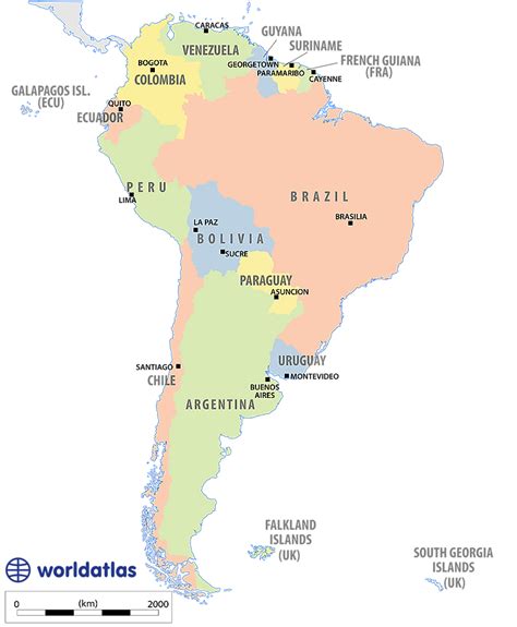 South America Map With States And Capitals United States Map