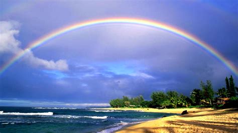 Rainbow Over The Sea And The Beach Wallpapers And Images Wallpapers