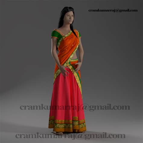 3d Works Half Saree In 3d Model By Freelancer Freelance 3d Artist In Chennai