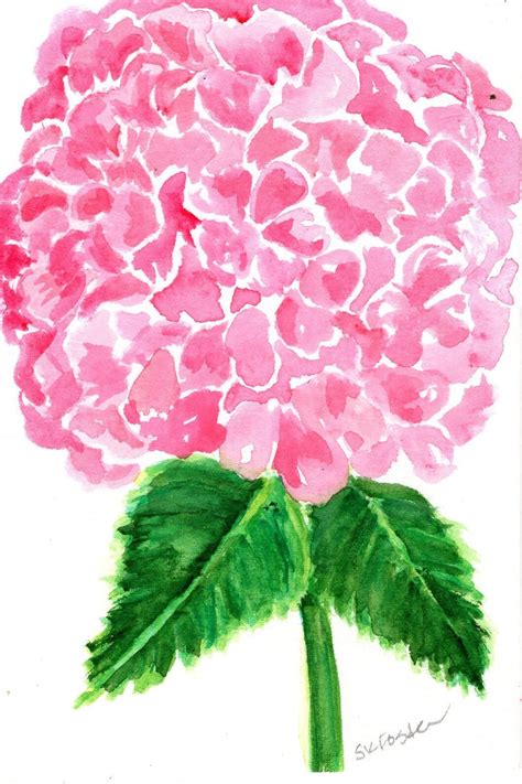 Pink Hydrangea Watercolors Painting Original 4 X 6 Gift Etsy