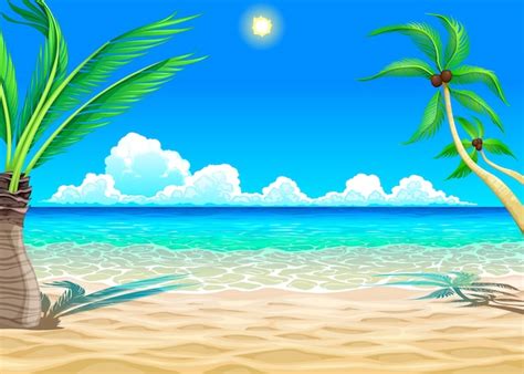 Playa Ilustración De Cartoon Vector Gratis