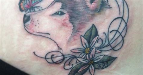 Wolf And Butterfly Tattoo With Orange Blossom Flowersbeauty Taming