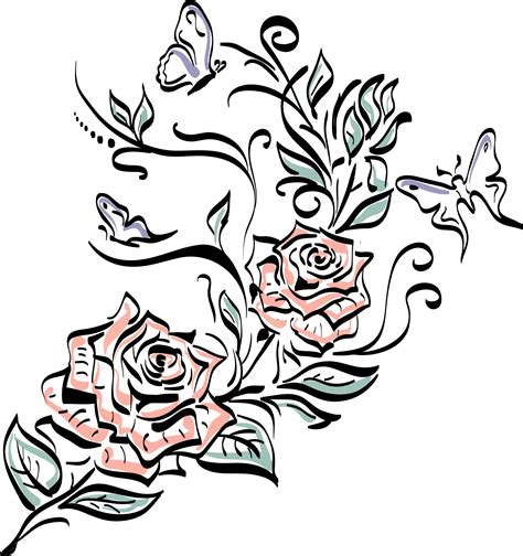 Drawing Line Art Clip Art Rose Tattoo Png Download 18041920 Free