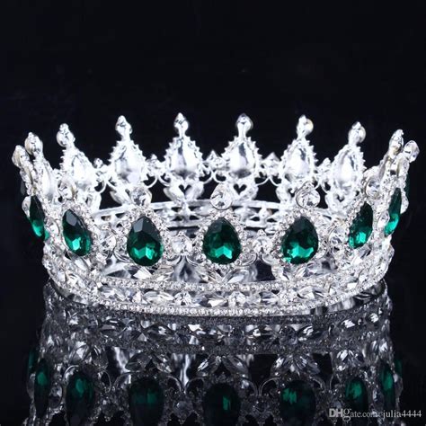 2017 emerald green crystal gold color chic royal regal sparkly rhinestones tiaras and crowns