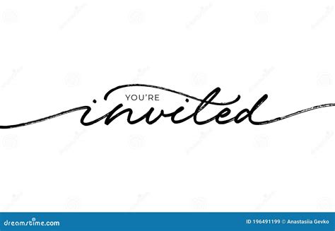You Are Invited Black And White Handwritten Lettering Cartoon Vector