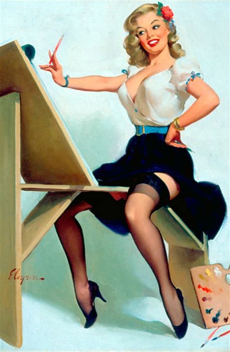 Vintage Gil Elvgren Print Pin Up Painting A Picture Classic Etsy