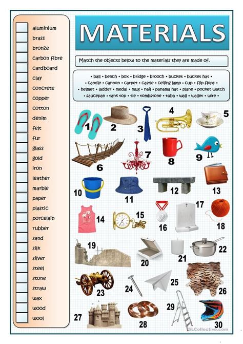 What Are Things Made Of Materials Worksheet Free Esl Printable