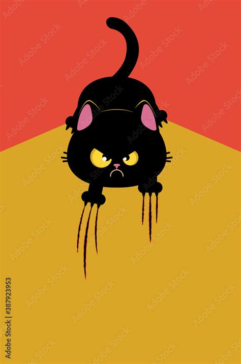 Angry Black Cat Scratching Stock Vector Adobe Stock