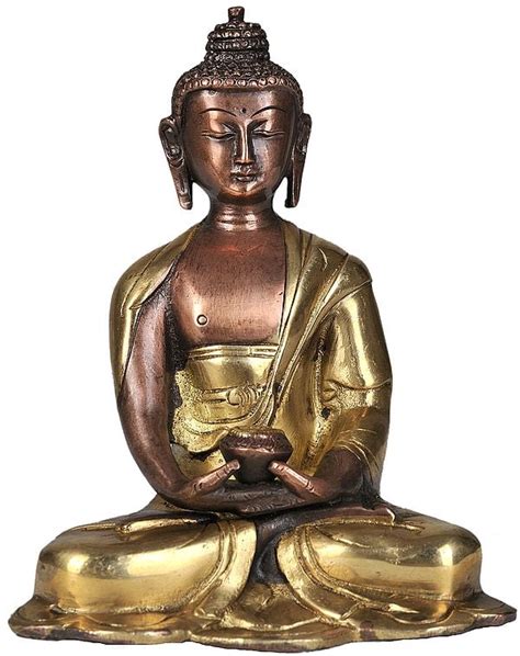 6 The Stately Meditating Buddha His Robes Flowing About Him In Brass