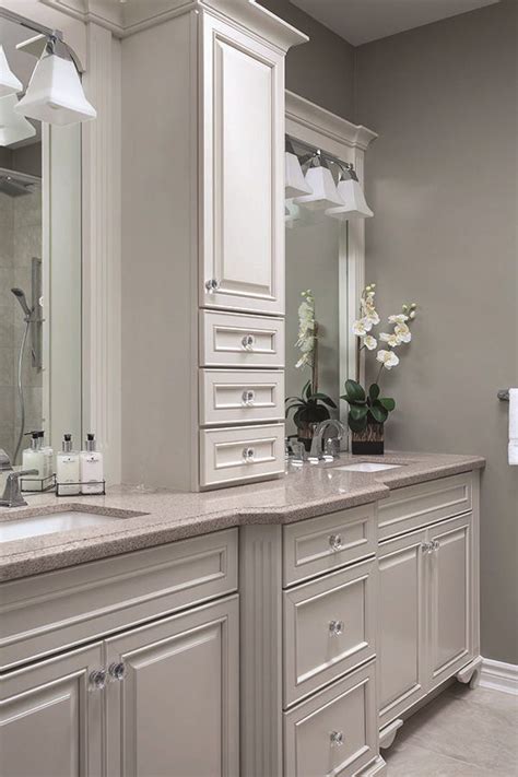 Dark brown wooden floor enhances bold texture compared to gray and white furniture. Most Popular shabby chic corner bathroom cabinet one and ...