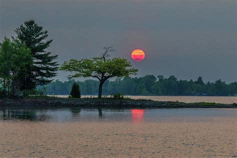 Detroit Point Smokey Haze Sunset Photograph By Ron Wiltse Fine Art