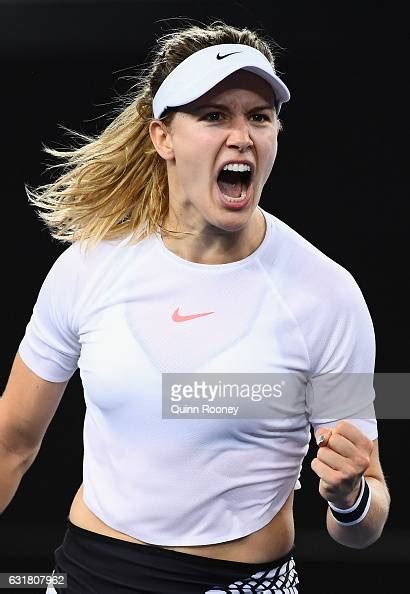Eugenie Bouchard Of Canada Celebrates Winning A Point In Her First
