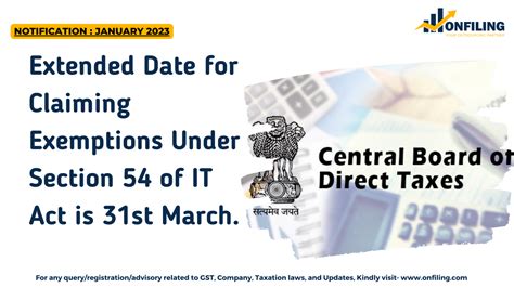 Extended Date For Claiming Exemptions Under Section 54 Of It Act Is 31st March Onfiling Blog