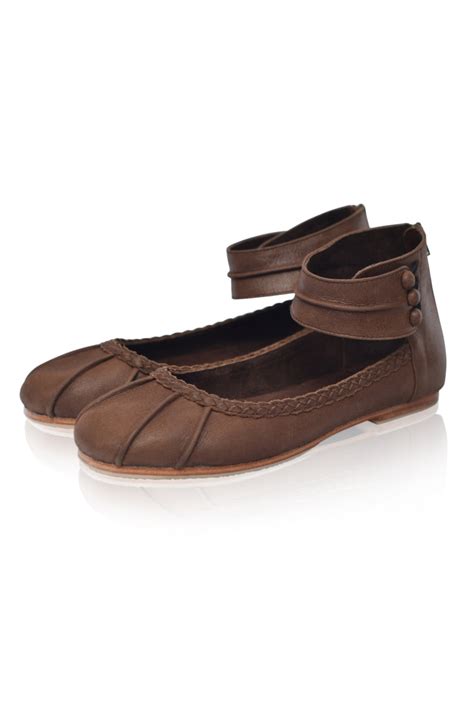 Dark Brown Leather Ballet Flats Handcrafted Womens Flat Shoes Big