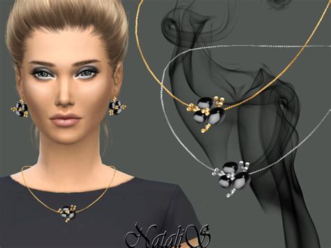 The Sims Resource Onyx Flower Pendant By Natalis • Sims 4 Downloads