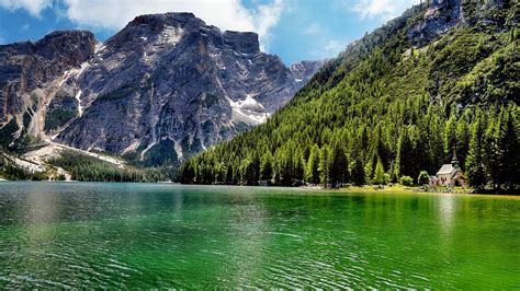 Wallpaper Italy Lake Forest Mountains Trees House 1920x1080 Full