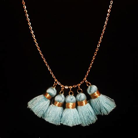 Bblue Tassel Fan Necklace