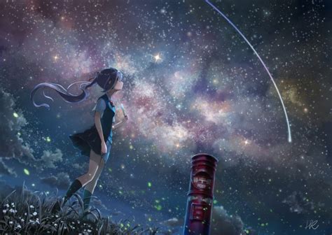 Wallpaper Vocaloid Hatsune Miku Stars Sky Night