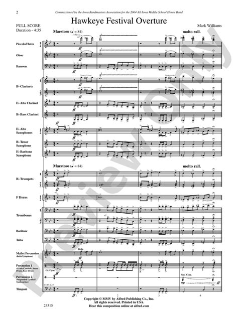 Hawkeye Festival Overture Concert Band Conductor Score And Parts Mark