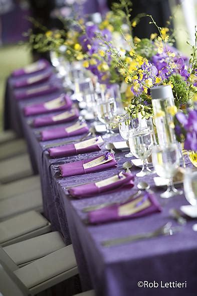 When paired with a rich maroon, this dreamy combo really pops. Yellow And Purple Wedding Decor