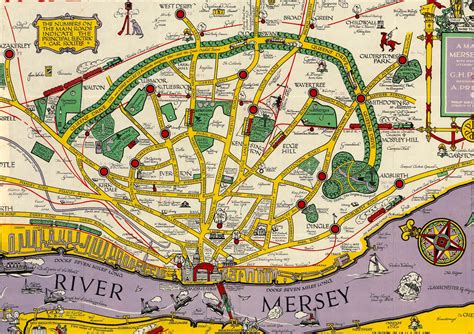 Map Of Liverpool Merseyside Old Map Vintage Pictorial Map Of Etsy