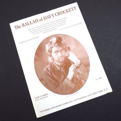 The Ballad Of Davy Crockett Sheet Music Vintage 1950s Walt Disney