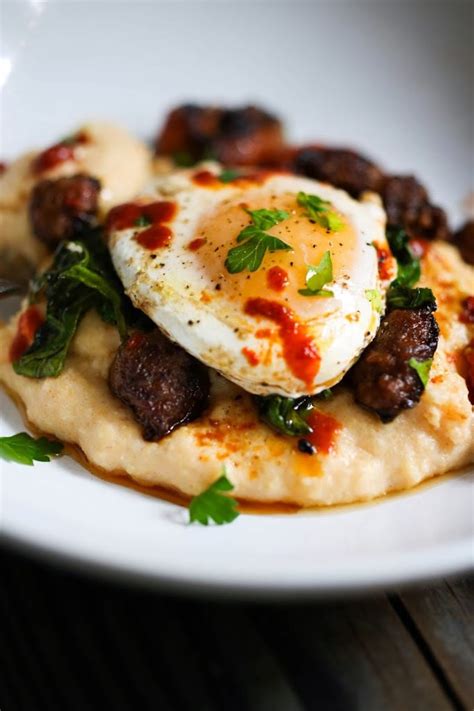 Polenta is a cornmeal porridge that originates from italy. Creamy Polenta Eggs with Chorizo and Smoked Paprika
