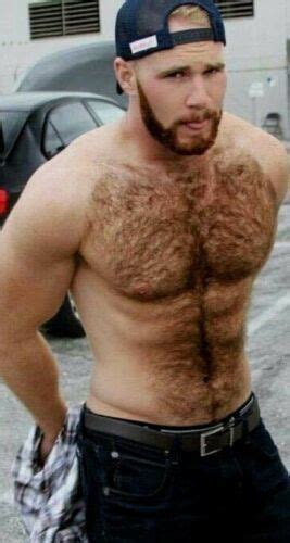Shirtless Male Muscular Beefcake Hunk Beard Hairy Chest Nice Abs Photo